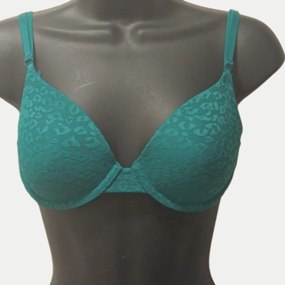 - PINK VICTORIA'S SECRET WEAR EVERYWHERE GREEN T-SHIRT BRA 32C NWT